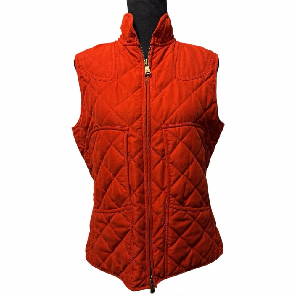LAUREN RALPH LAUREN Quilted Zip Up Vest in Burnt Orange